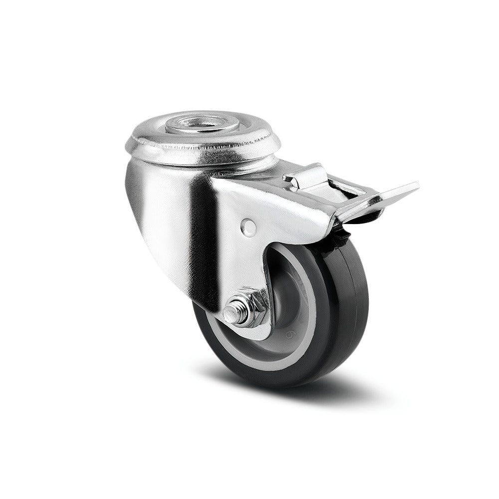 2" SWIVEL CASTOR WITH BRAKE PU THREAD 1475 PAO 5 P4 FURNITURE & EQUIPMENT STEEL CASTOR TENTE