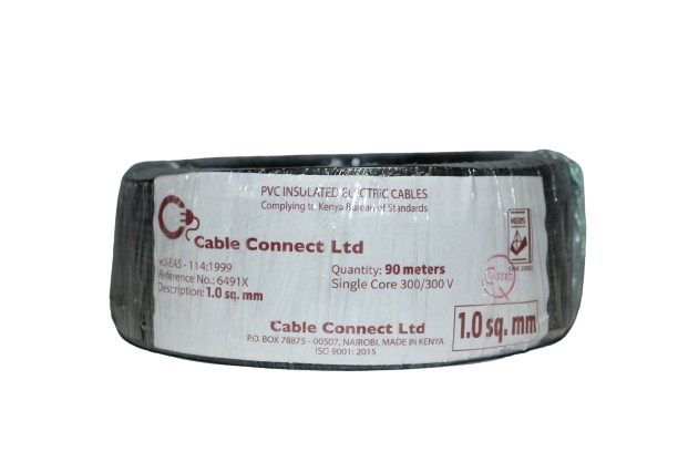 1MM Single Core Cable Black (9 MTR ROLL)