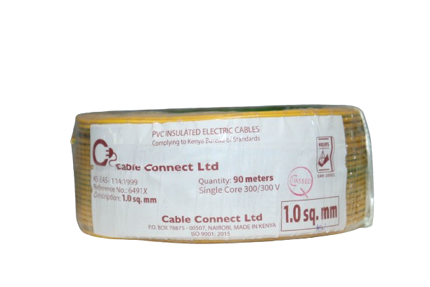 1MM Single Core Cable Yellow/ Green (9 MTR ROLL)
