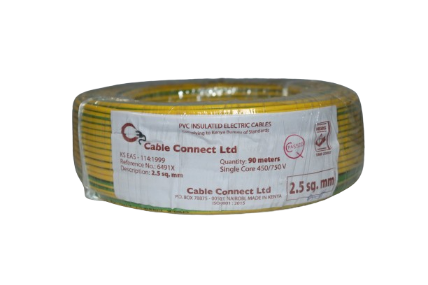 2.5MM Single Core Cable Yellow/ Green (9 MTR ROLL)