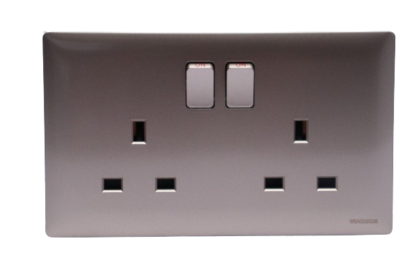 Windsor Innova Light Coffee 13A 2 Gang Switched Socket - 9146CF