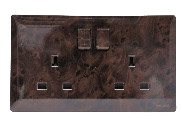 Windsor Innova Wooden 13A 2 Gang Switched Socket - 9146WD