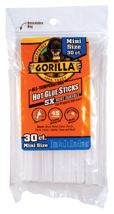 Gorilla Hot Glue Sticks Mini 4"x3pieces - 3233