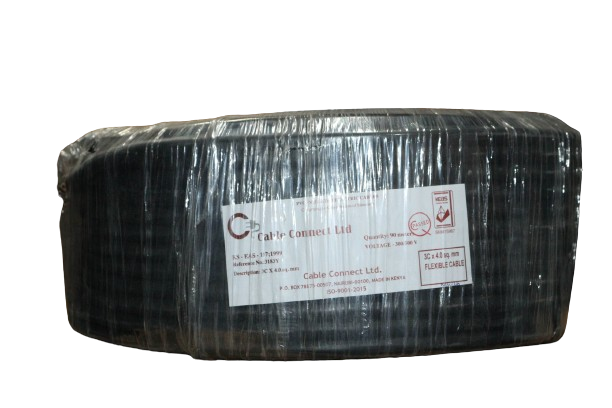 4MM X 3CORE Copper Round Flex Cable Black (9 MTR ROLL)