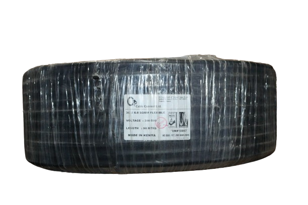 6MM X 3CORE Copper Round Flex Cable Black (9 MTR ROLL)