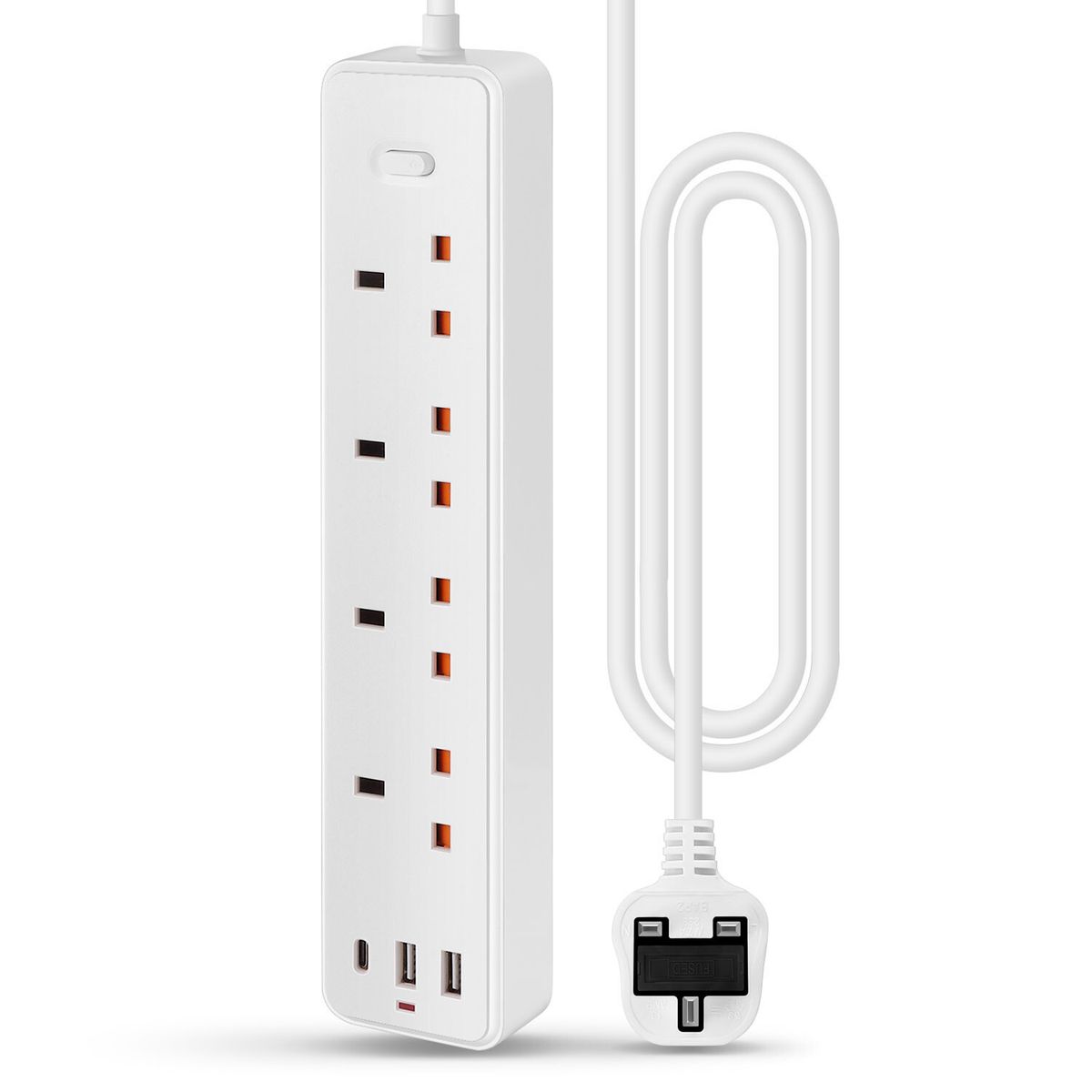 4-Way Extension Socket with USB & Surge Protector – Model H | Multi-Plug Power Strip