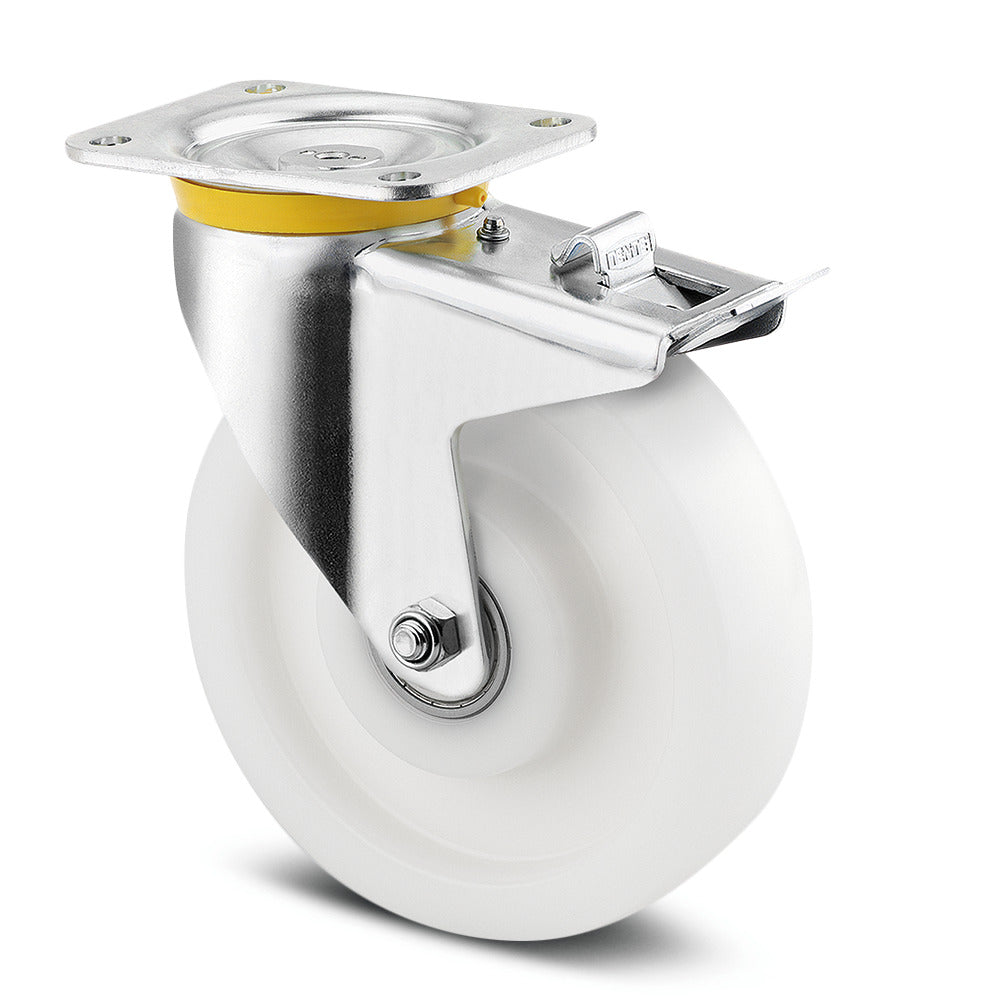 8'' SWIVEL CASTORS WITH BRAKE POLYAMIDE WHEEL 4687 TOP 2 P63 HEAVY DUTY INDUSTRIAL CASTOR TENTE