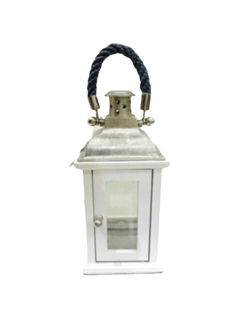 Aluminium & Wood White Lantern 144286 L