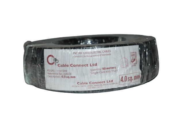 4MM Single Core Cable Black (9 MTR ROLL)