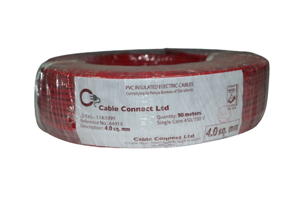 4MM Single Core Cable Red (9 MTR ROLL)