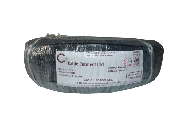 1MM X 4CORE Copper Round Flex Cable Black (9 MTR ROLL)