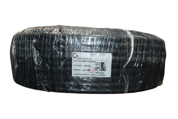 6MM X 4CORE Copper Round Flex Cable Black  (9 MTR ROLL)