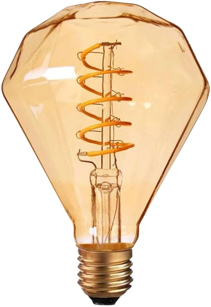 Amber Diamond LED Filament Bulb, 4W, E27, 2000-2700K (O Shape)