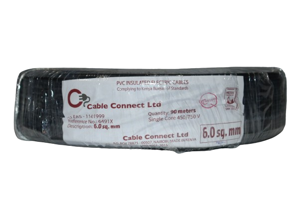 6MM Single Core Cable Black (9 MTR ROLL)