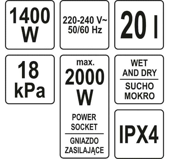 Wet Vacuum Cleaner 1400W 20L