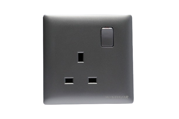 Windsor Innova Grey 13A 1 Gang Switched Socket - 9145GR