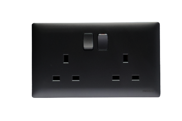 Windsor Innova Black 13A 2 Gang Switched Socket - 9146GB