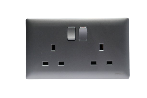 Windsor Innova Grey 13A 2 Gang Switched Socket - 9146GR