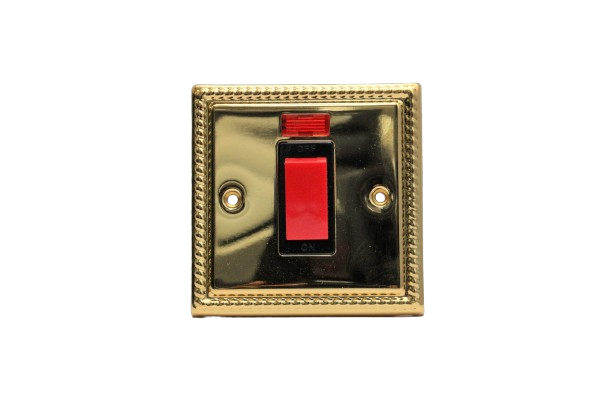 Windsor Noble Gold 45A 1 Gang Double Pole Switch with Neon Indicator - G327