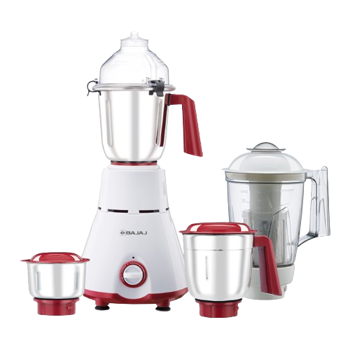 Bajaj 8 Watts Mixer Grinder with 4 Jars (White & Red) - GX 471