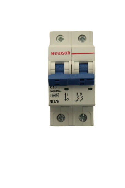 Windsor ND78 2 Pole MCB C Curve 6A–63A Circuit Breaker – Electrical Protection Kenya