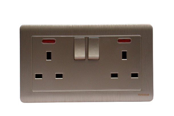Windsor Metal Silk Gold 13A Double Switched Socket - MS46J