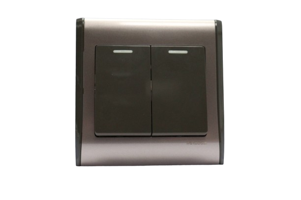 Windsor Pioneer Gun Metal Grey 2 Gang 2 Way Switch 1A - P34GB