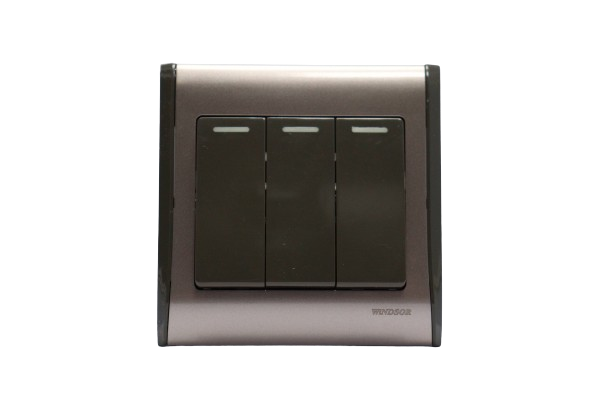 Windsor Pioneer Gun Metal Grey 3 Gang 2 Way Switch 1A - P36GB