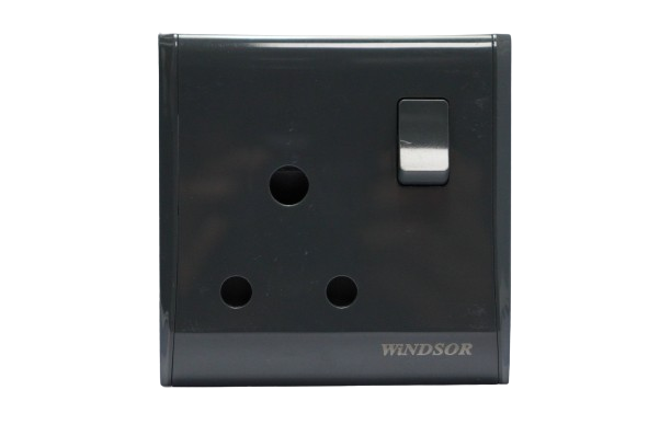 Windsor Pioneer Gun Metal 15A 1 Gang Switched Socket - P429DH