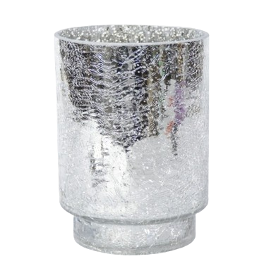 10AB2201 CYLINDER GLASS CANDLE BIG- SILVER -D10.5*H19CM