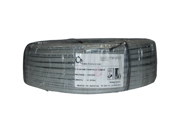 1.5MM Twin Flat Cable Grey (9 MTR ROLL)
