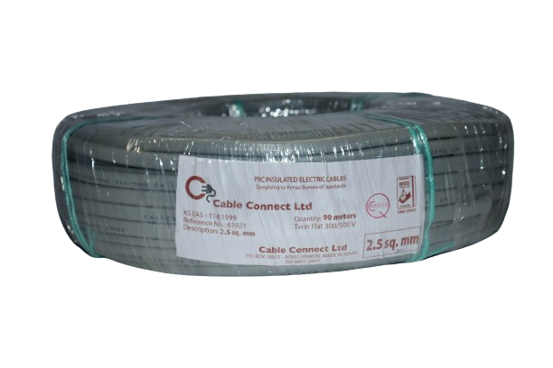 2.5MM Twin Flat Cable Grey (9 MTR ROLL)
