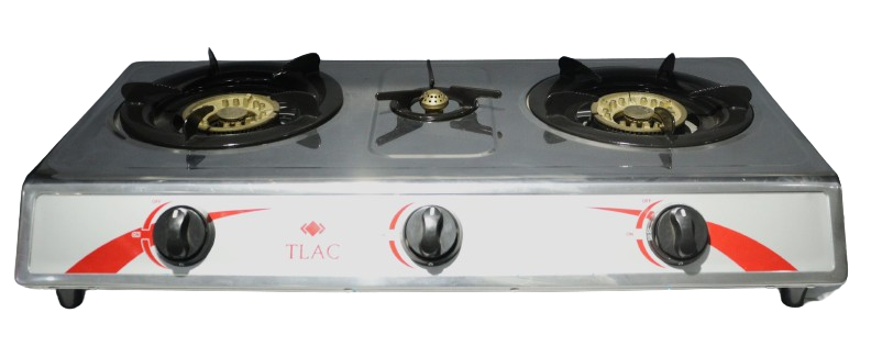 TLAC Table-Top Gas Stove 3 Burner Stainless Steel Body - TLGC-2