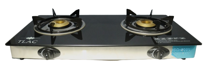 TLAC Table-Top Gas Stove 2 Burner Glass Top Black - TLGT-3BL