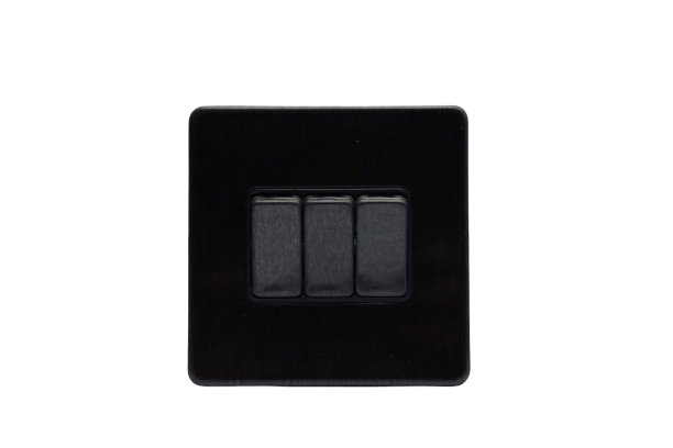 Windsor VIP Black 3 Gang 2 Way Switch 1A - VC36GB