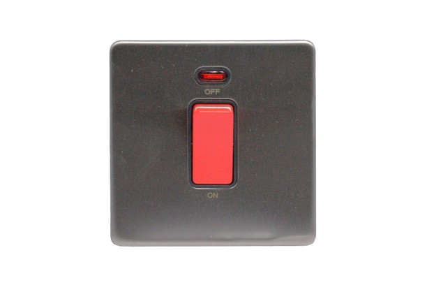 Windsor VIP Chrome 45A 1 Gang Double Pole Switch with Neon Indicator - VC327Y