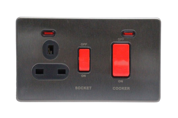 Windsor VIP Chrome 45A Cooker Control Unit and Socket with Neon Indicator - VC331Y