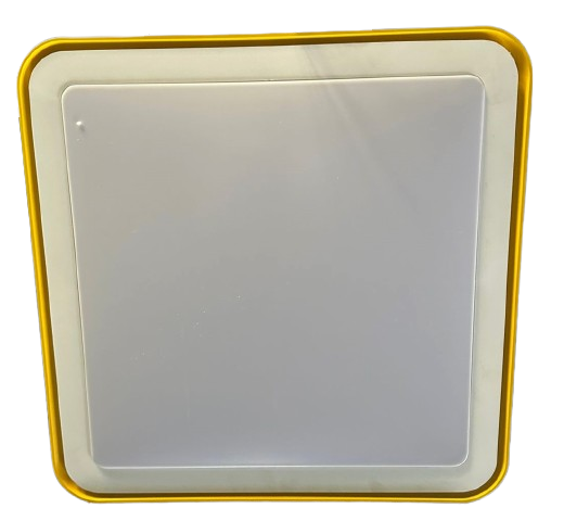 48W LED Ceiling Lamp with 3-Color CCT, Silver + Yellow Accent, 500x500mm