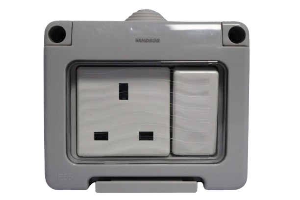 Windsor 13A 1 Gang Switched Waterproof Socket with Switch - WP45