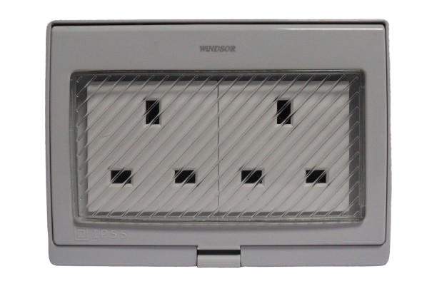 Windsor 13A 2 Gang Switched Waterproof Socket with Switch - WP46
