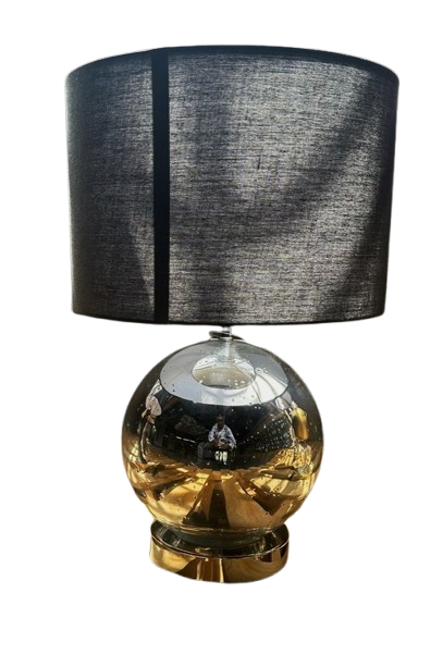 Chrome glass table lamp with black shade