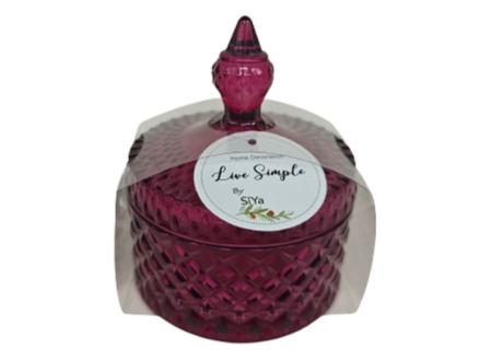 CA-008 Fuchsia Pink Glass Jar with Lid (10.5 x 13 cm)