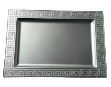 188314L-1 SILVER RECTANGLE PLASTIC TRAY 40X28X1.8C