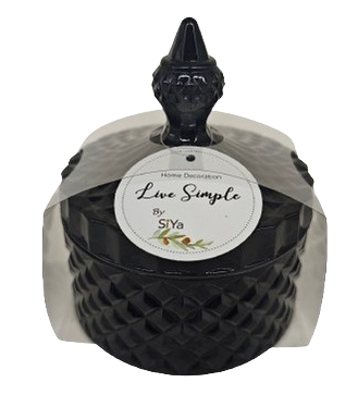 CA-007 Black Glass Jar with Lid (10.5 x 13 cm)