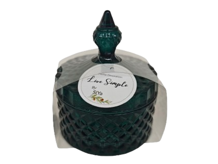 CA-001 Dark Green Glass Jar with Lid (10.5 x 13 cm)