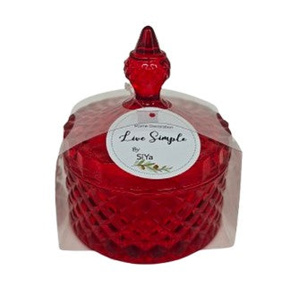 CA-004 Christmas Red Glass Jar with Lid (10.5 x 13 cm)