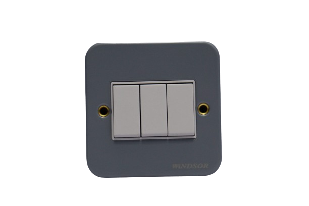 Windsor Metallic 3 Gang 2 Way Plate Switch 1A - M36