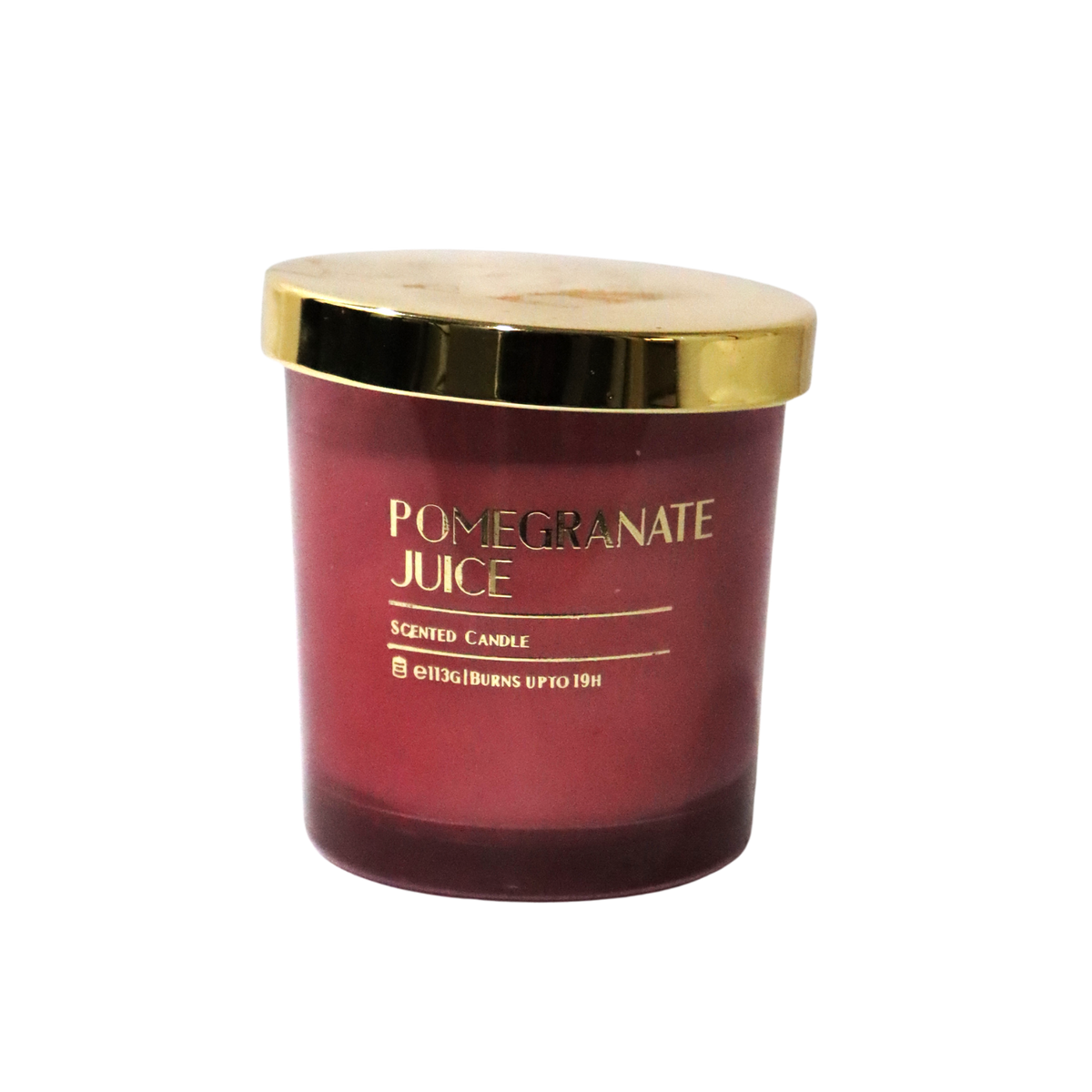 4.5 oz Pomegranate Juice Scented Candle in Printed Glass Jar with Gold Lid