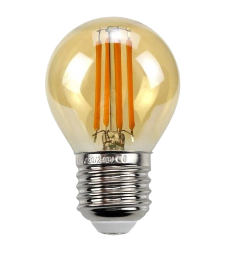 G45 Golden LED Filament Bulb, 4W, E27, 2000-2700K