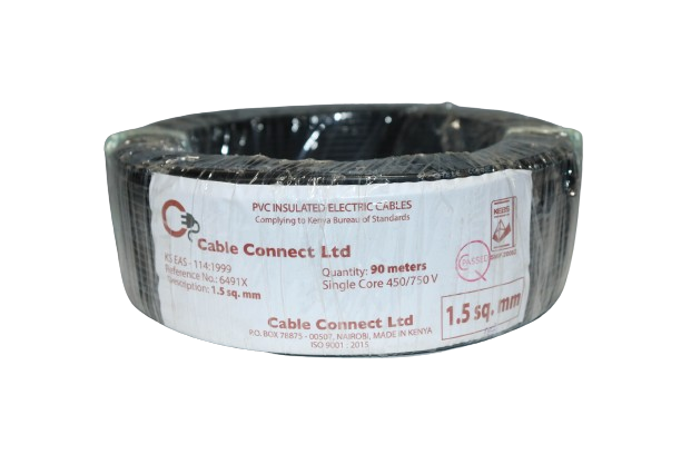 1.5MM Single Core Cable Black (9 MTR ROLL)